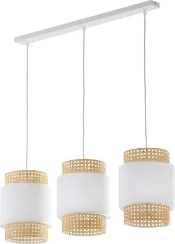 Náhradné tienidlo pre stolnú lampu a luster BOHO E27 pr. 20 cm ratan/biela