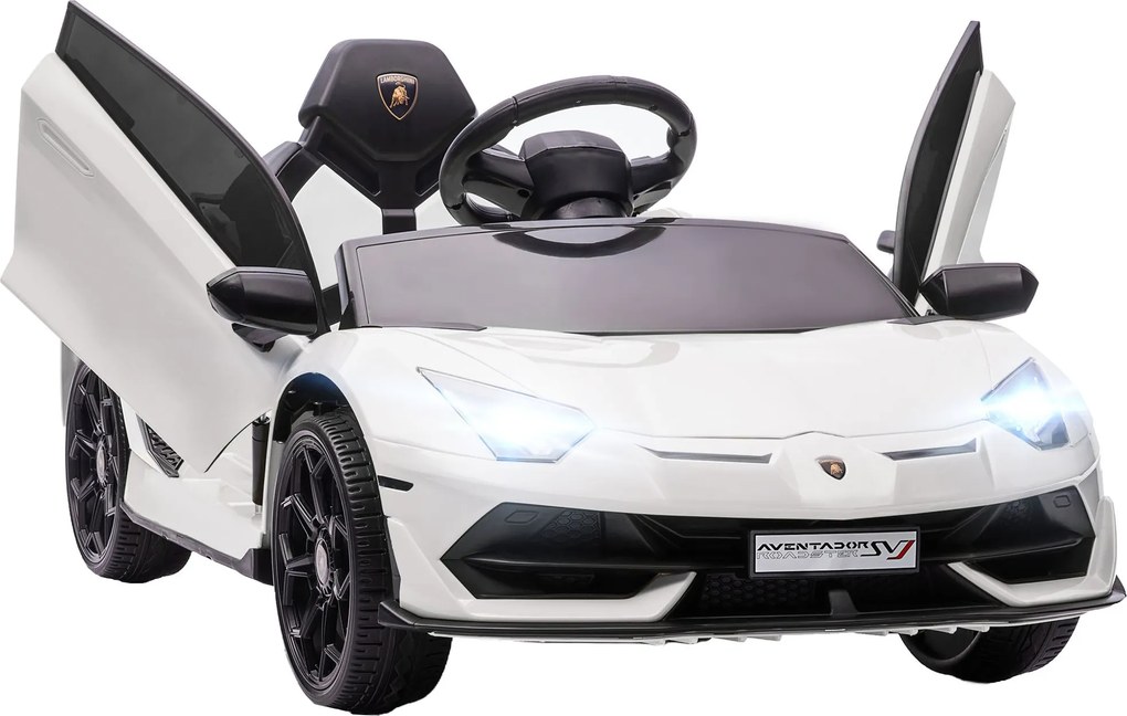 HOMCOM Detské Elektrické Auto LAMBORGHINI AVENTADOR SVJ ROADSTER 12V Detské Auto s 2.4G Diaľkovým Ovládaním, 2 Motormi, Detské Vozidlo s MP3 Klaksónom