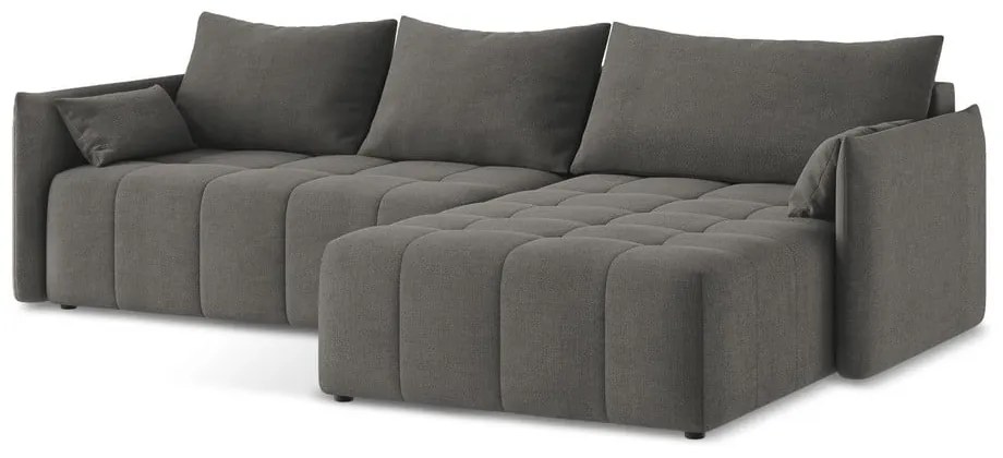 Tmavosivá rozkladacia/s úložným priestorom rohová pohovka (pravý roh/s leňoškou) Moku – Makamii