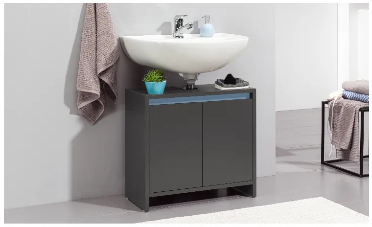 Livarno home Skrinka pod umývadlo Oslo s 2 dvierkami, antracitová  (100391336)