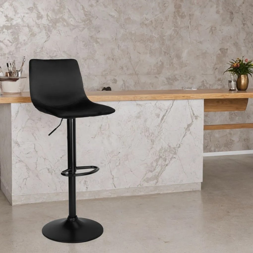 Barová stolička TEXAS VELVET - čierna