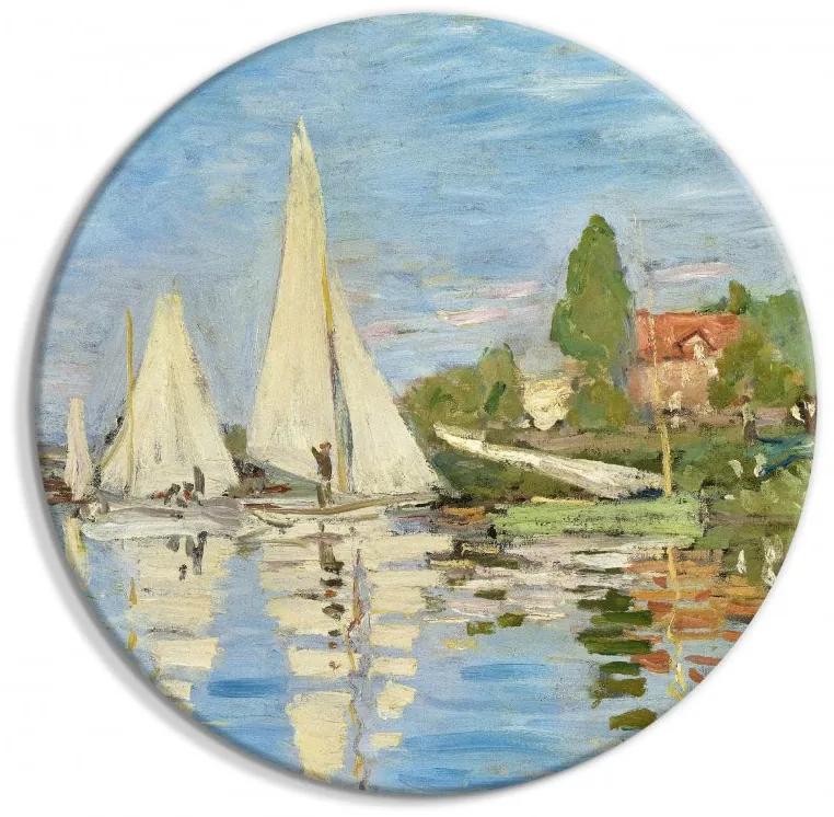 Artgeist Okrúhlý obraz - Regatta in Argenteuil, Claude Monet - The Landscape of Sailboats on the River Veľkosť: 80x80