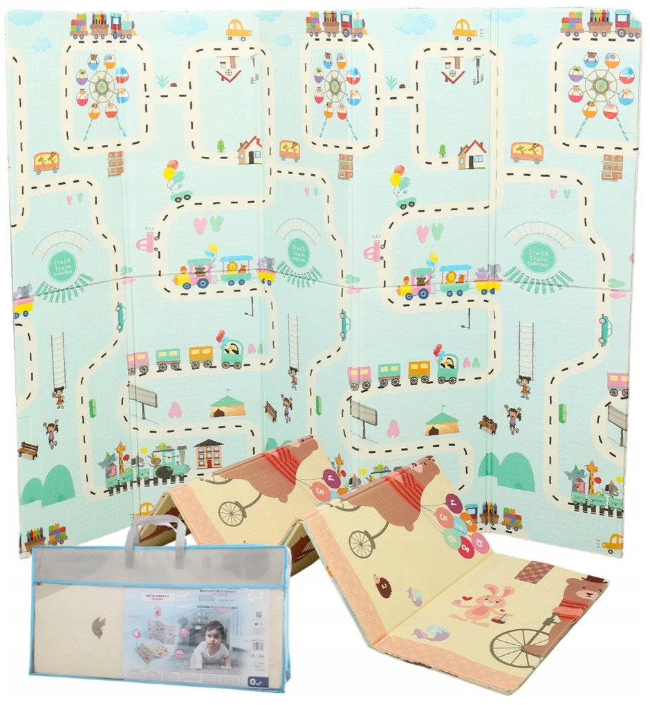 BabiM Skladacia podložka na hranie City and Bear 150x200 cm