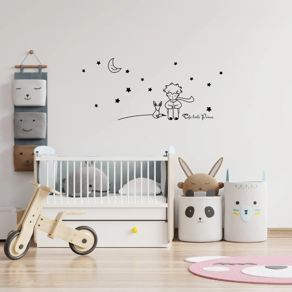 Samolepka na stenu "Malý Princ - čierna" 90x40 cm