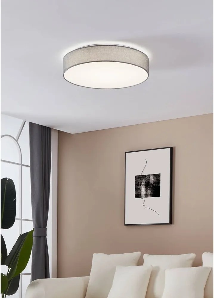 Sivé LED stropné svietidlo s textilným tienidlom ROMAO – EGLO