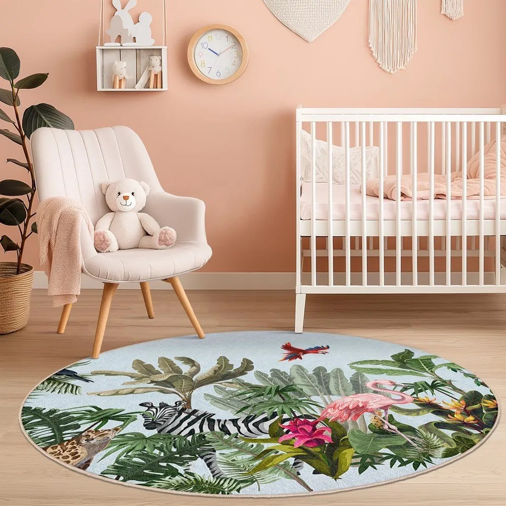 Prateľný detský koberec ø100 cm Jungle – Mila Home