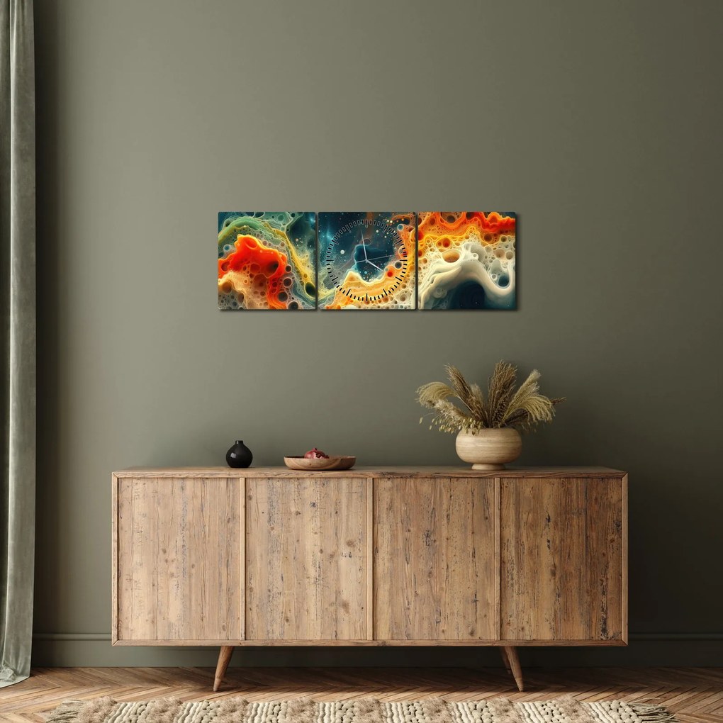 Obraz - Moderné abstrakcie (s hodinami) (90x30 cm)