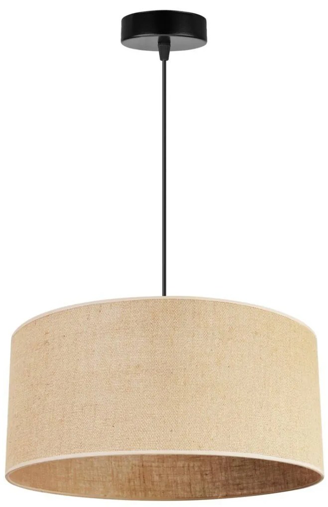 Závesné svietidlo Juta, 1x jutové tienidlo, (výber z 2 farieb konštrukcie), (fi 40cm, v 20cm)