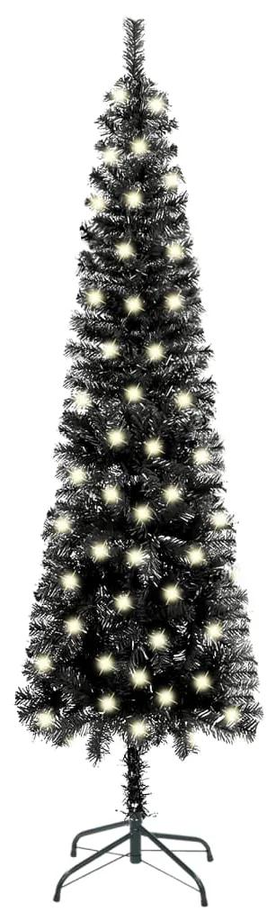 vidaXL Úzky vianočný stromček s LED čierny 120 cm