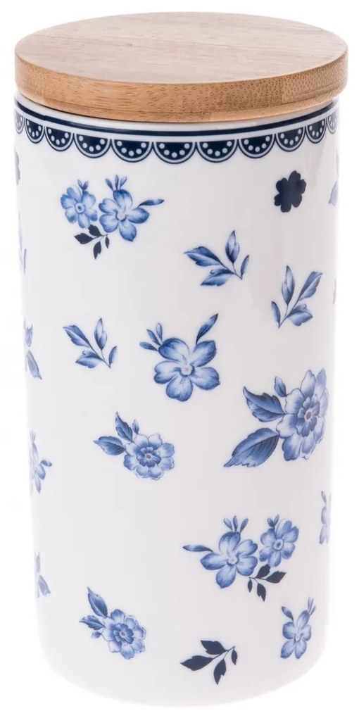 Porcelánová dóza s bambusovým viečkom Floral, 500 ml