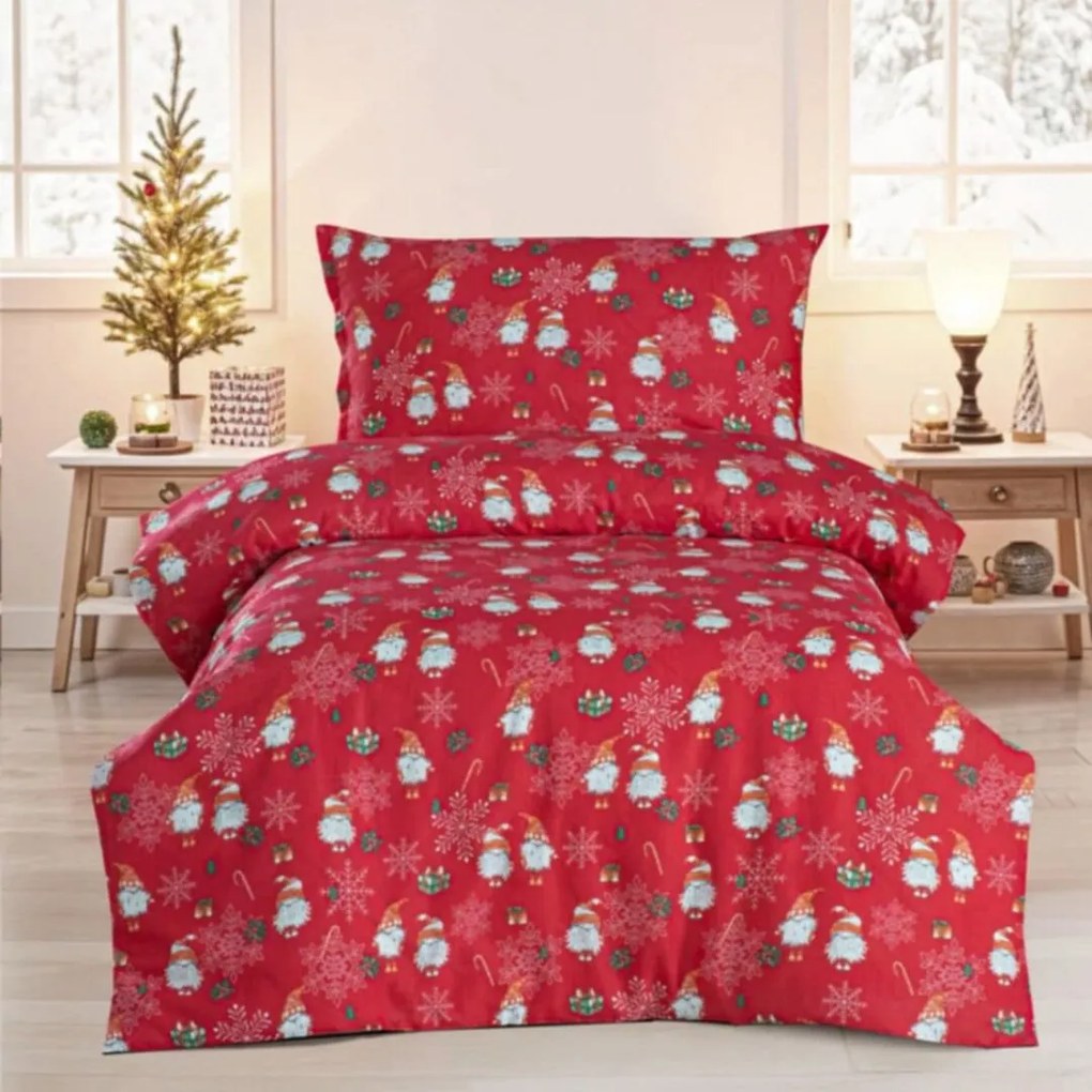 Obliečky bavlnené Vianočné Merry Christmas red 200x140cm+90x70cm TiaHome