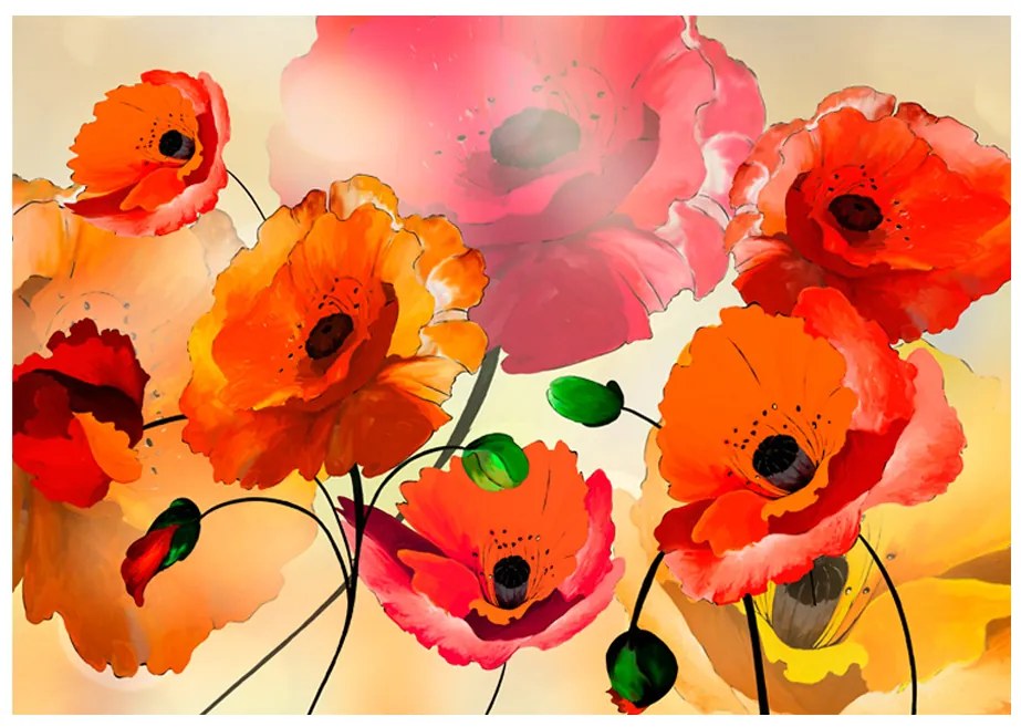 Artgeist Fototapeta - Velvet Poppies Veľkosť: 196x140, Verzia: Samolepiaca