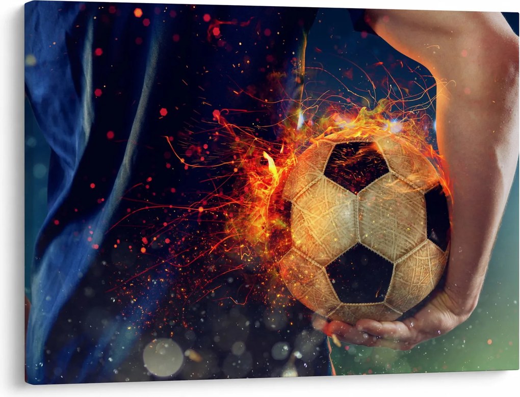 Obraz - Futbalová lopta v ohni (70x50 cm)