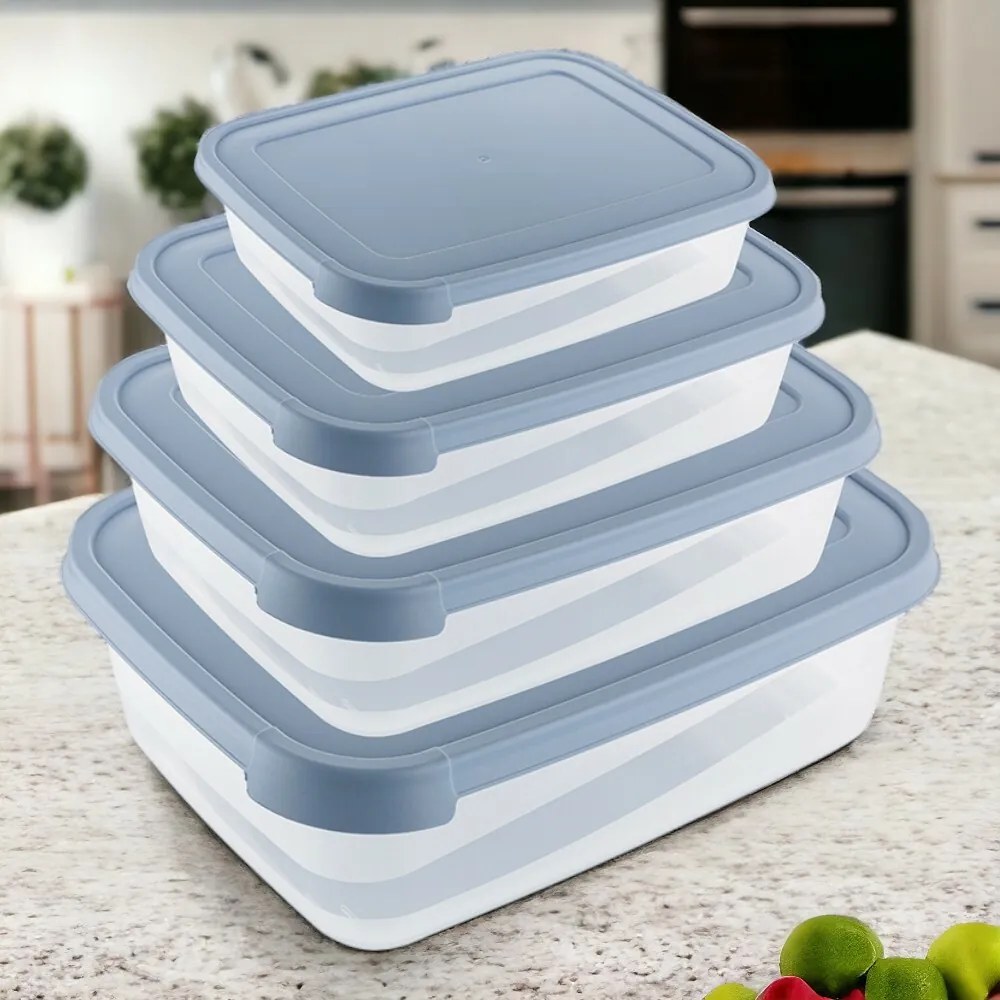 Praktyczna 4-dielna sada plastových dóz 0,3/0,6/1,2/2 l