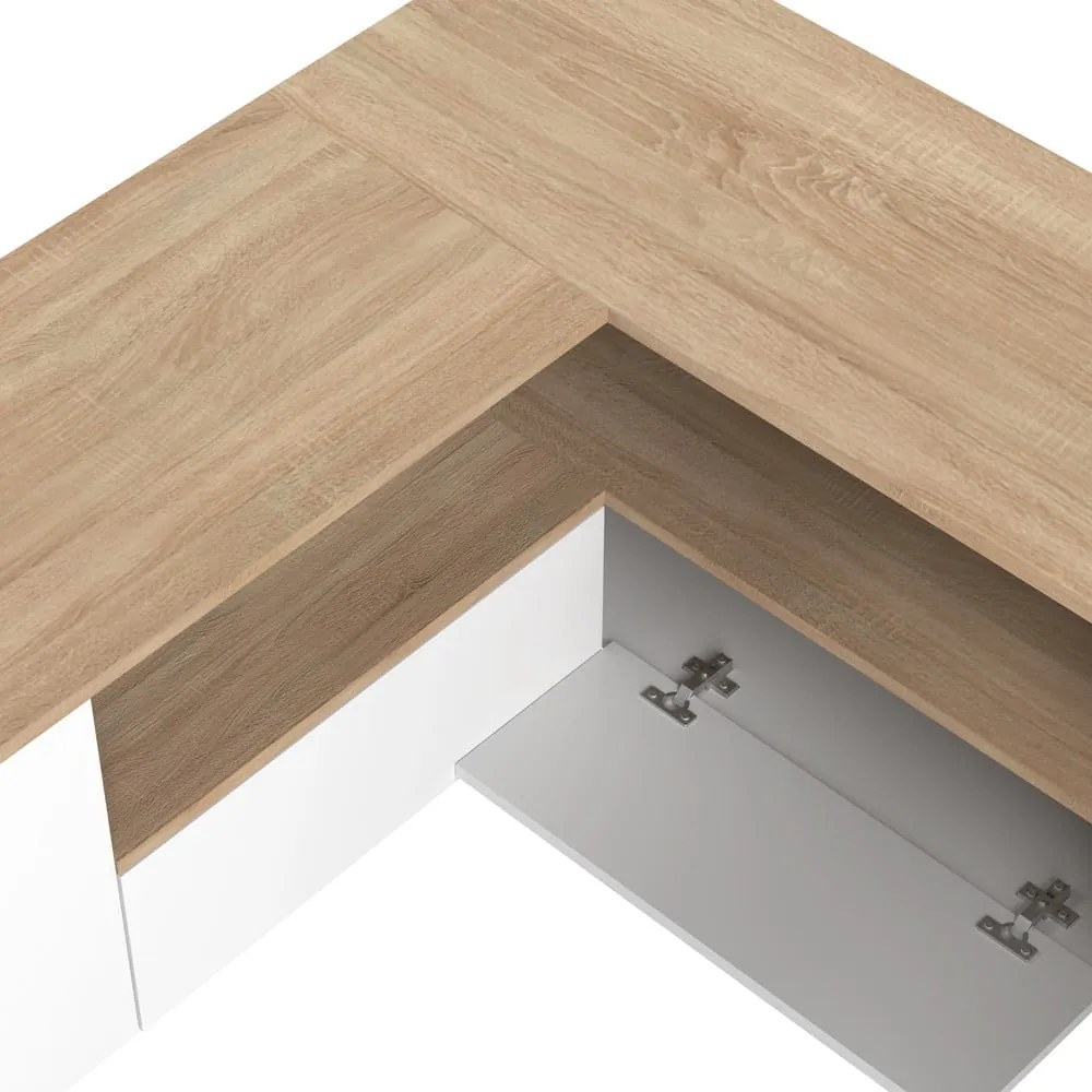 TV stolík v dekore duba v bielo-prírodnej farbe 130x46 cm Angle – TemaHome