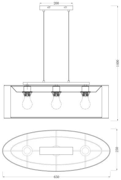 Globo 15190H2 - Luster na lanku THEO 3xE27/60W/230V