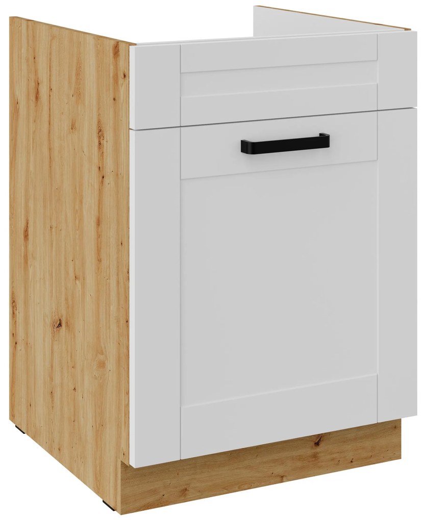 Dolná kuchynská skrinka Lucid 60 ZL 1S BB (korpus: dub artisan + front: mdf biela). Akcia -6%. Vlastná spoľahlivá doprava až k Vám domov. 1134604