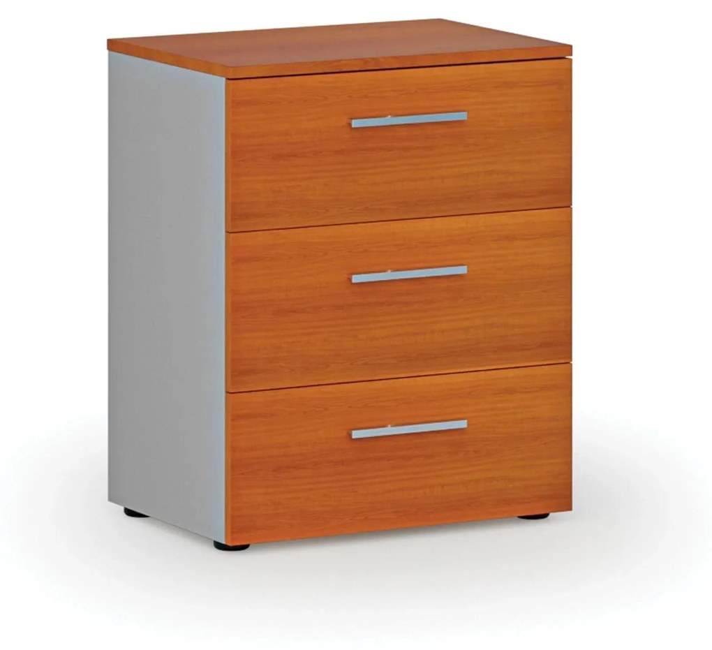 Kancelárska komoda k stolu PRIMO GRAY, 740 x 600 x 420 mm, sivá/čerešňa