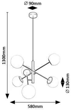 Rabalux 72194 - Luster na lanku MEDUZA 6xE14/20W/230V