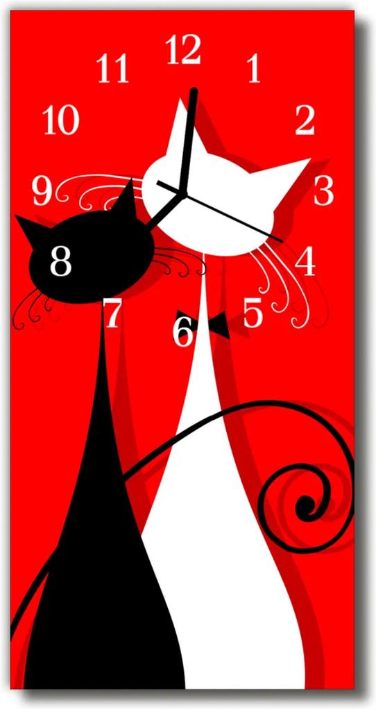 Sklenené hodiny vertikálne  Zvieratá červené mačky
