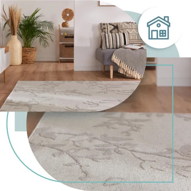 Koberec Agnella Noble Flors svetlosivý