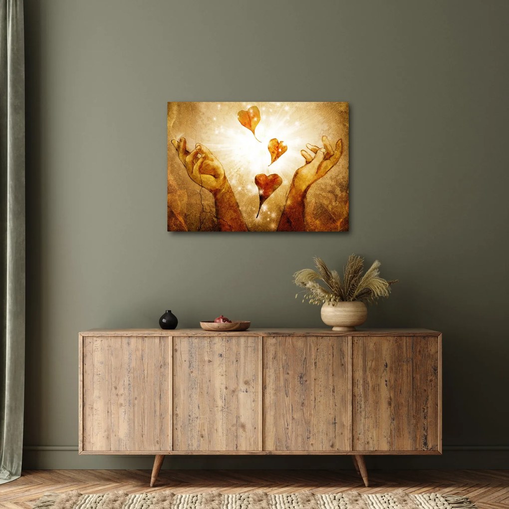 Obraz - Maľba rúk plných lásky (70x50 cm)