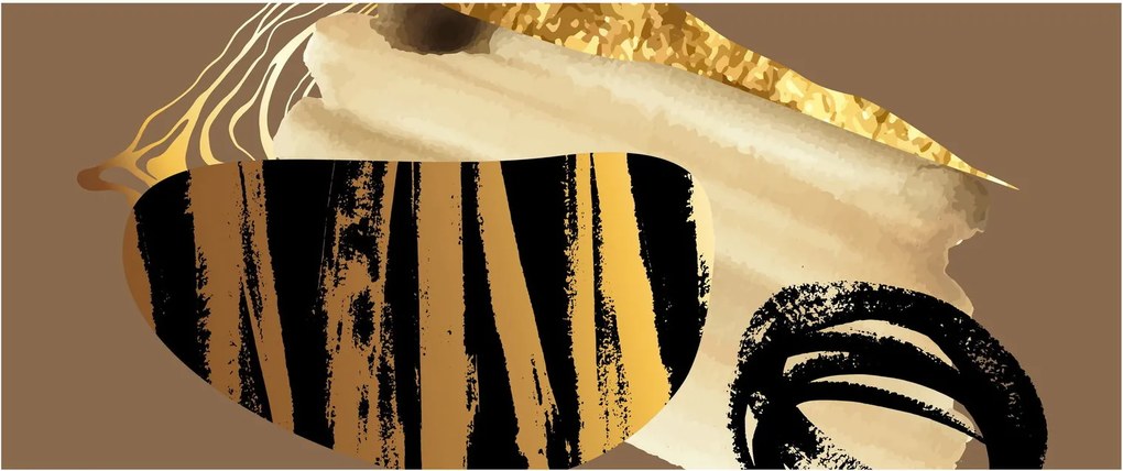 Obraz - Abstrakcia golden brown N⁰2 (120x50 cm)