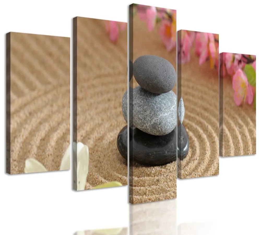 5-dielny obraz ukľudnujúce Zen zátišie