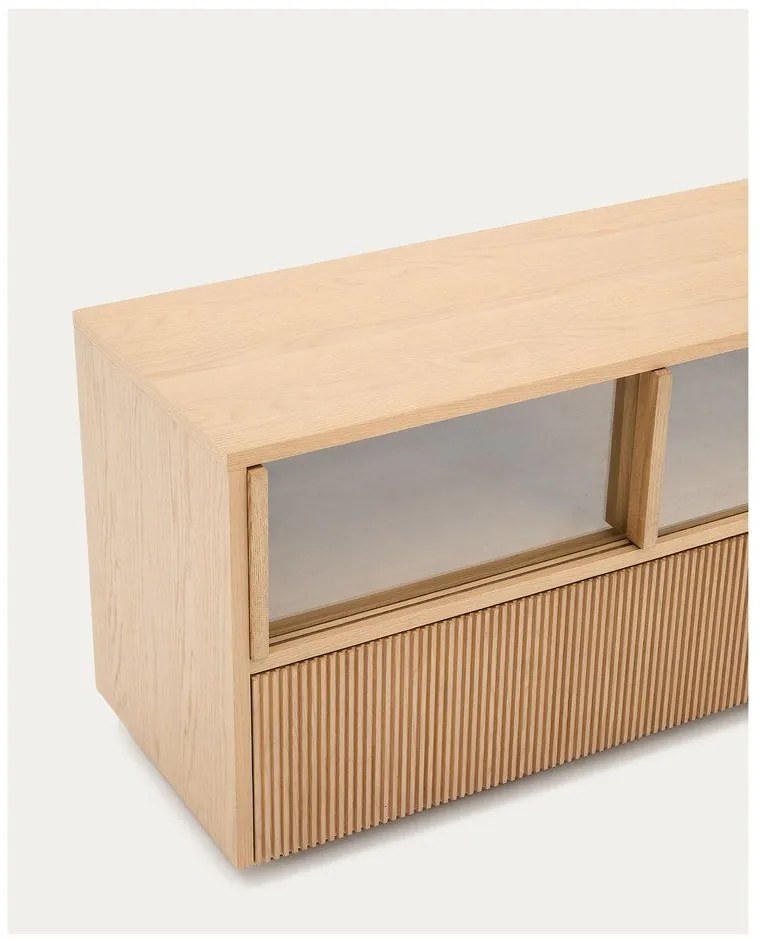 TV stolík v dekore duba v prírodnej farbe 200x54x40 cm Helvine – Kave Home