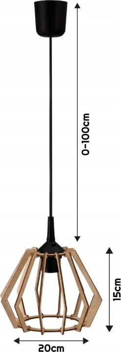 Závesné stropné LED svietidlo, drevené, s háčikom