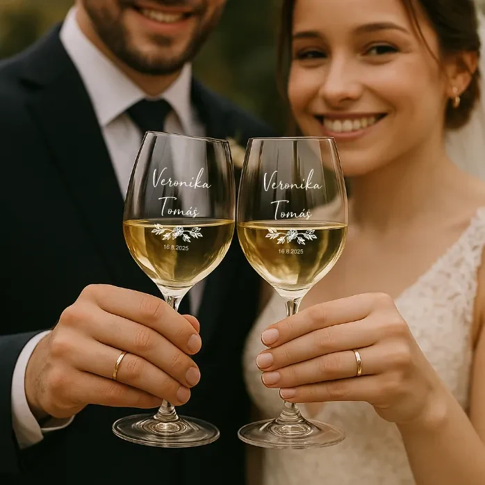 Dekorant Svadobné poháre na biele vino VETVIČKA 480 ml 2KS