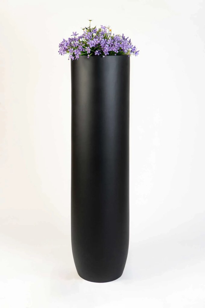 Vysoký kvetináč SOLERIO, sklolaminát, výška 120 cm, čierna