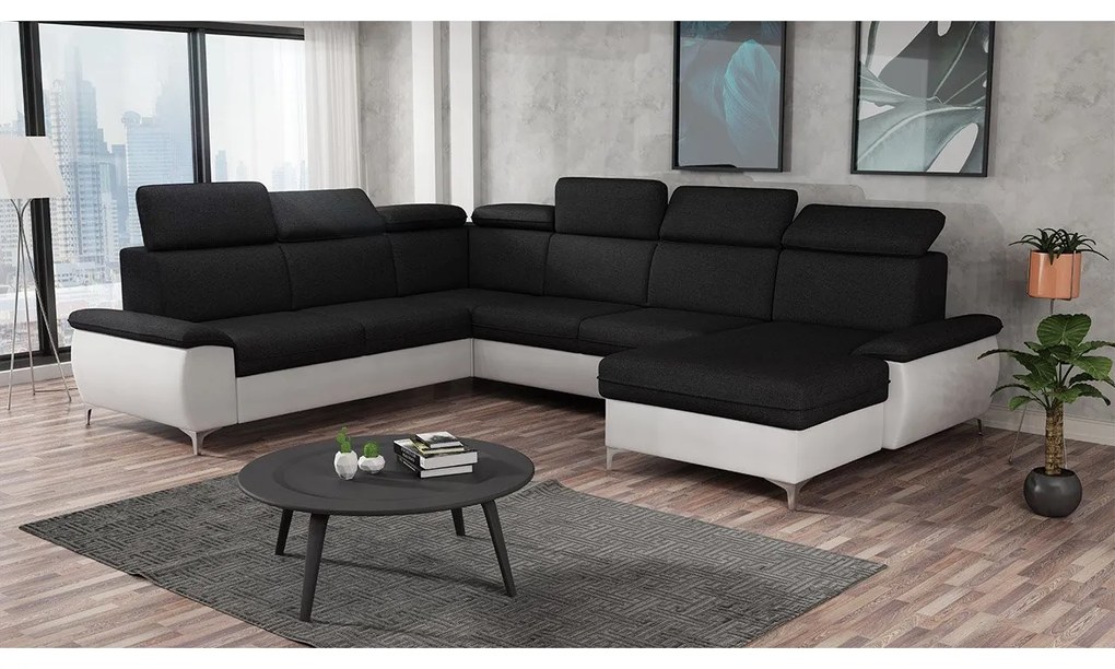 Rohová sedačka Chester D, Dostupné poťahy: ekokoža Soft 017 + Malmo New 96, Strana: ľavá