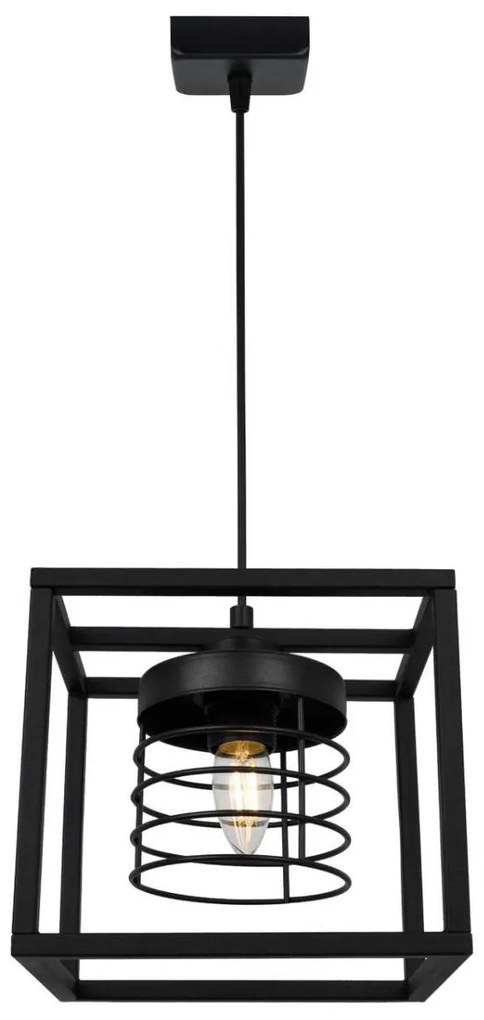 Závesné svietidlo RASTI CAGE, 1x čierne drôtené tienidlo v kovovom ráme