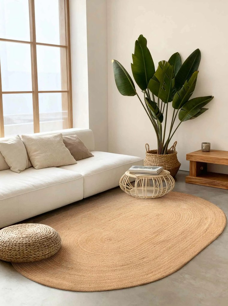 Kusový koberec Jute Braided 106005 Gold ovál, 160x230 ovál, béžová, chodba / predsieň, Hanse Home