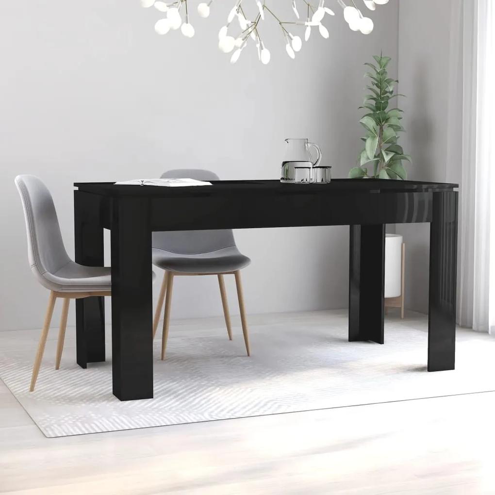 vidaXL Jedálenský stôl, lesklý čierny 140x70x76 cm, drevotrieska