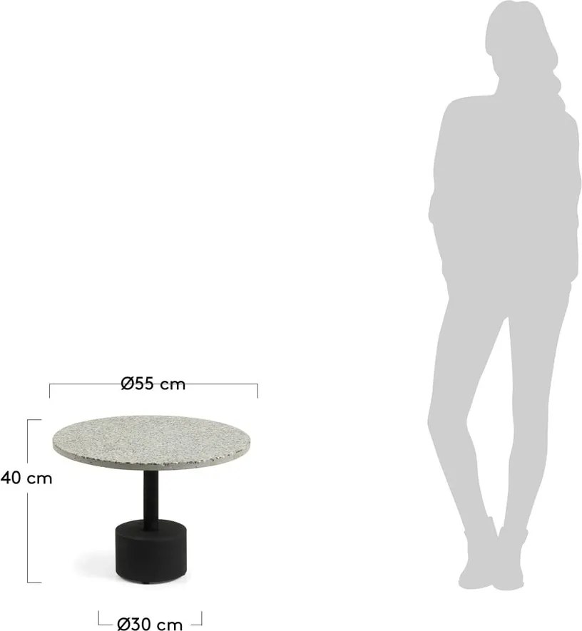 Sivý príručný stolík Kave Home Melano