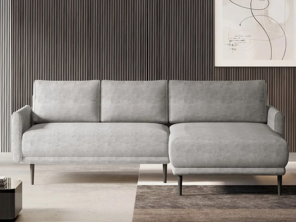 Rohová sedačka Soho, svetlo šedá štruktúrovaná látka, pravý roh