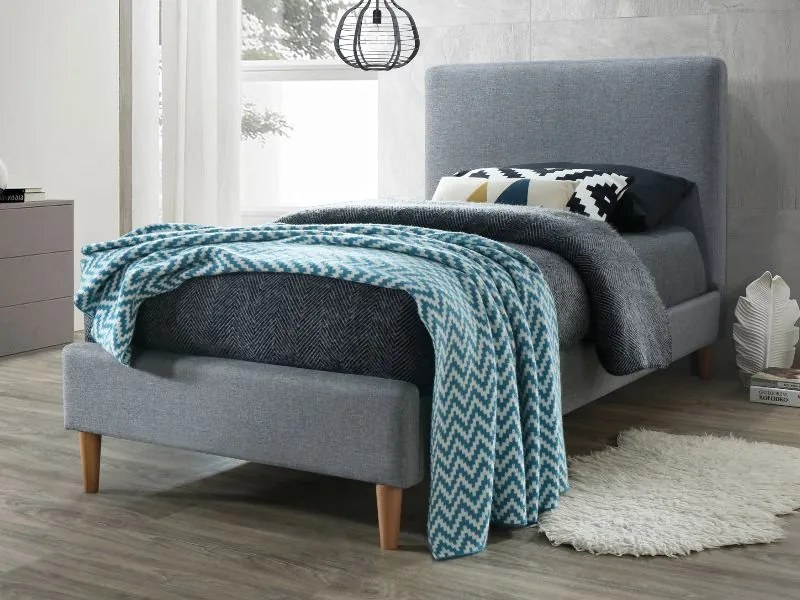 Sivá jednolôžková posteľ ACOMA 90 x 200 cm Matrac: Matrac SOMNIA 17 cm
