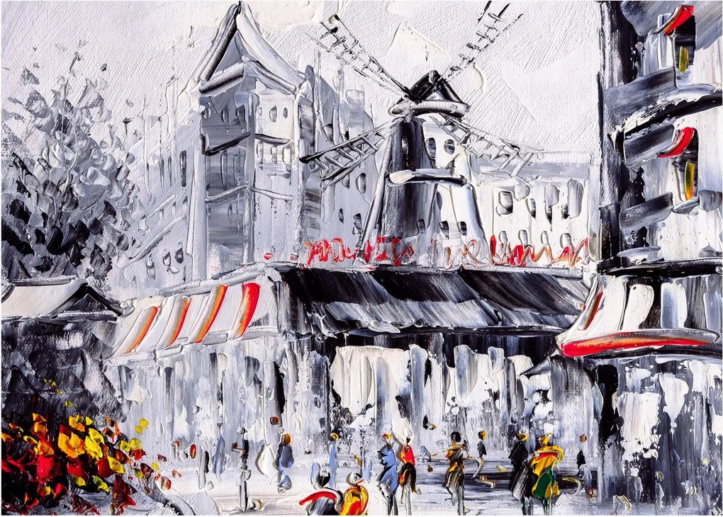 Obraz - Ulica v Paríži, olejomaľba (70x50 cm)
