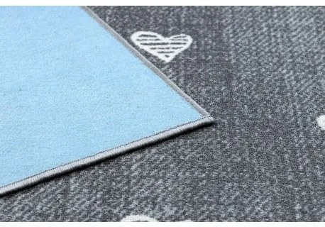 Koberec pre deti HEARTS Jeans, vintage srdce - sivá Veľkosť: 200x500 cm