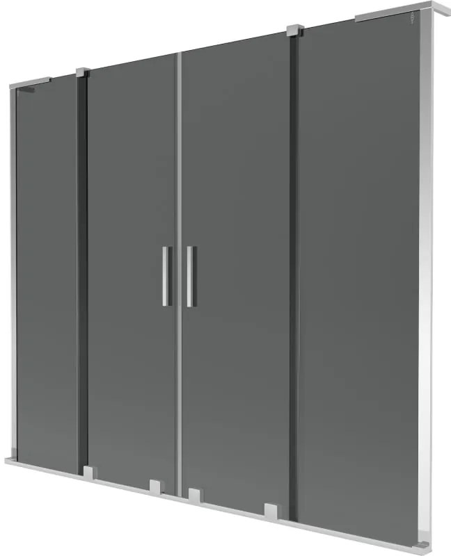 Mexen Velar L Duo, 2-krídlová posuvná vaňová zástena 200 x 150 cm, 8mm šedé sklo, chrómová, 896-200-003-42-01