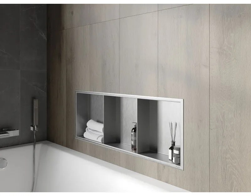 Mexen X-Wall-R, polička na zapustenie na obklad s golierom 90 x 30 cm, oceľová, 1910903010S