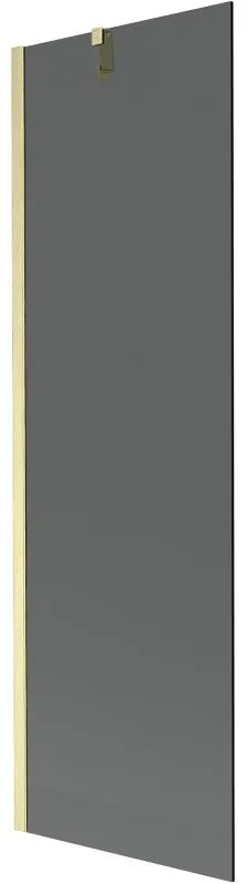 Mexen Next, 1-krídlová vaňová zástena 60 x 150 cm, 6mm šedé sklo, zlatá matná, 895-060-000-00-40-55