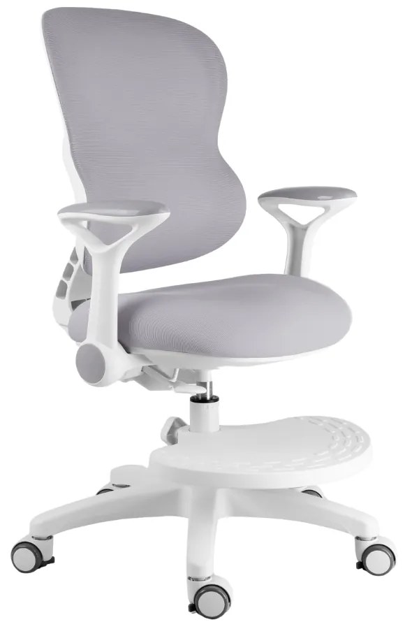 Detská rastúca stolička Neoseat JUNI 006 — látka, prateľný poťah, sivá