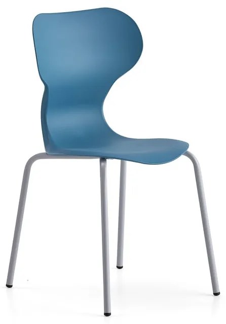 Stolička BRIAN, so 4 nohami, strieborná/modrá