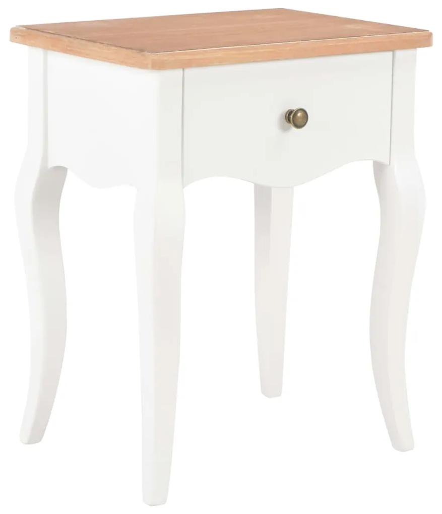 vidaXL Nočný stolík bielo-hnedý 40x30x50 cm masívne borovicové drevo