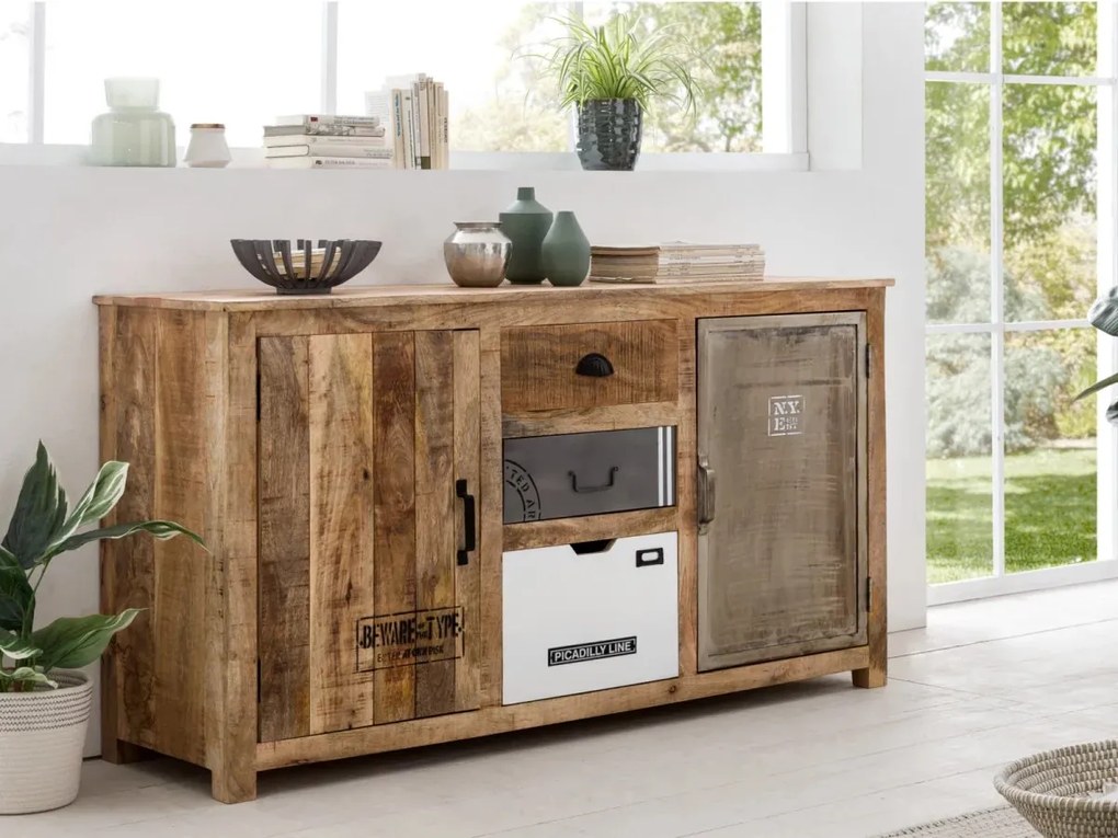 furniture-nabytek.cz - Masivní příborník Pune z mangového dřeva, lakovaný, přírodní barva