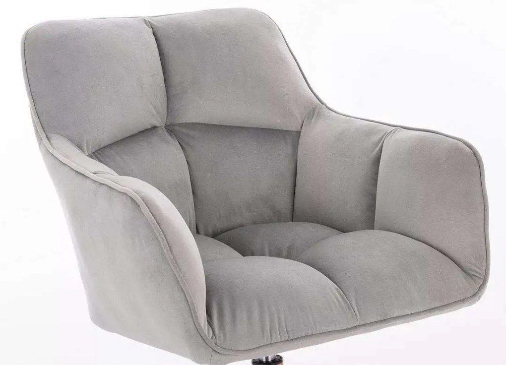 LuxuryForm DESIGN Kreslo AMALFI VELUR na zlatej podstave s kolieskami - svetlosivé