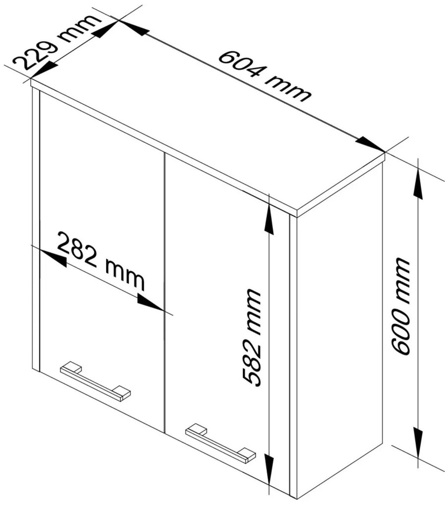 Závesná kúpeľňová skrinka Fin 60 cm biela/strieborný lesk